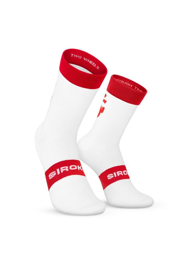 SIROKO - Skarpetki rowerowe Real Sporting de Gijón x Siroko Kolarstwo Siroko SC S1 Rojo. Kolor: czerwony, biały, wielokolorowy. Materiał: nylon. Sport: kolarstwo