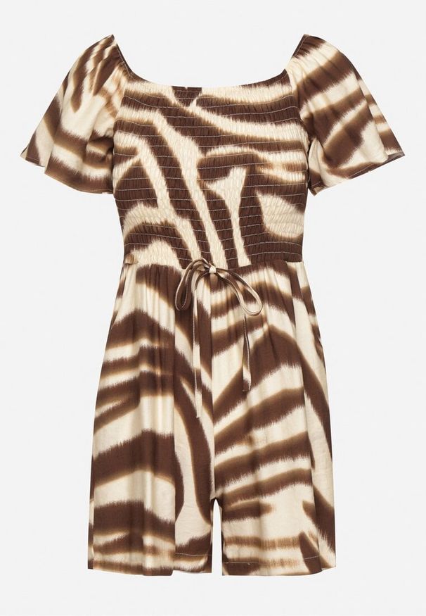 Born2be - Brązowy Wiskozowy Kombinezon z Elastyczną Górą Filwenna. Kolor: brązowy. Materiał: wiskoza. Sezon: wiosna. Styl: klasyczny