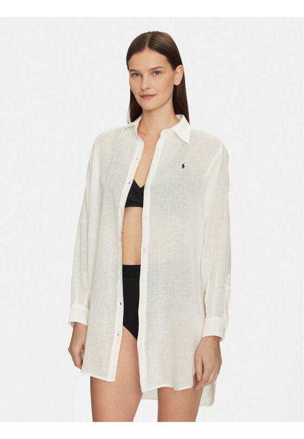 Polo Ralph Lauren Koszula 21564377 Écru Regular Fit. Typ kołnierza: polo. Materiał: bawełna, len