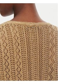 TwinSet - TWINSET Sweter 251TT3194 Beżowy Slim Fit. Kolor: beżowy. Materiał: wiskoza