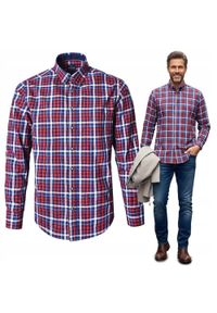 Casualowa Koszula, Kołnierzyk Button Down - Pako Jeans - Czerwona w Kratkę. Okazja: na co dzień. Typ kołnierza: button down. Kolor: czerwony. Materiał: bawełna. Wzór: kratka. Sezon: lato. Styl: casual #7
