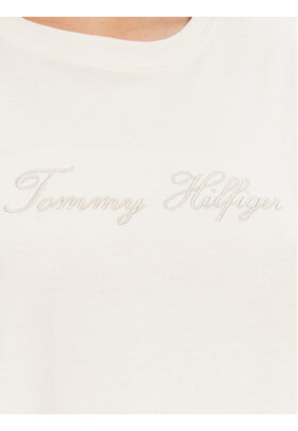 TOMMY HILFIGER - Tommy Hilfiger T-Shirt Script WW0WW47210 Écru Regular Fit. Materiał: bawełna