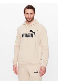 Puma Bluza Essentials Big Logo 586687 Beżowy Regular Fit. Kolor: beżowy. Materiał: syntetyk