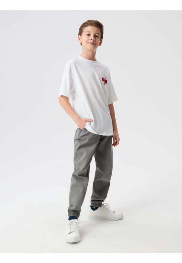 Sinsay - Jeansy jogger z efektem sprania - szary. Kolor: szary