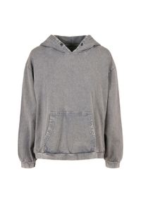 BUILD YOUR BRAND - Damska Bluza Z Kapturem Acid Wash Oversized Hoodie. Typ kołnierza: kaptur. Kolor: szary