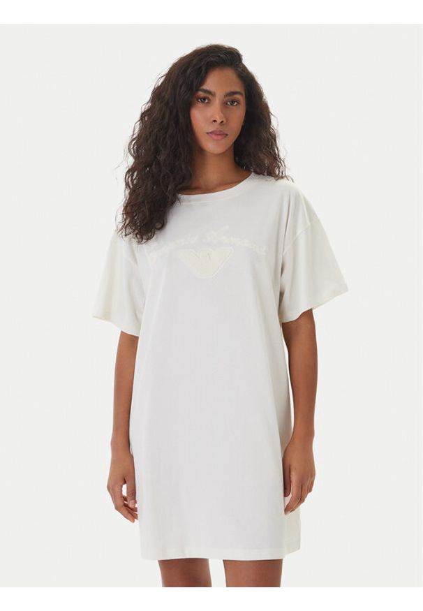 Emporio Armani Sukienka codzienna EW004078 AF20244 U1131 Biały Regular Fit. Okazja: na co dzień. Kolor: biały. Materiał: bawełna. Typ sukienki: proste. Styl: casual