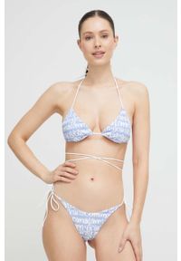 TOMMY HILFIGER - Tommy Hilfiger biustonosz kąpielowy kolor niebieski lekko usztywniona miseczka. Kolor: niebieski. Materiał: materiał #2