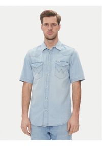 Wrangler Koszula jeansowa Western 112362742 Niebieski Regular Fit. Kolor: niebieski. Materiał: bawełna