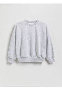 Reserved - Bluza z haftowanym napisem - jasnoszary. Kolor: szary. Materiał: dzianina, bawełna. Wzór: napisy, haft #1