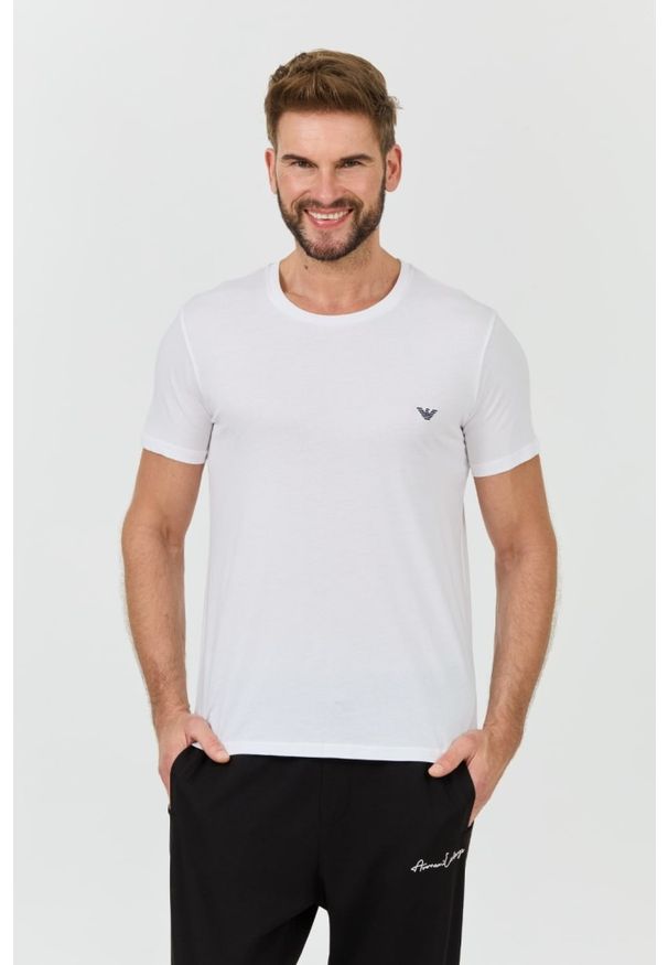 Emporio Armani - EMPORIO ARMANI Biały męski t-shirt basique, Rozmiar XL. Kolor: biały
