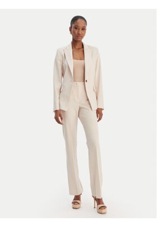 Marella Chinosy Trofeo 2615131081 Écru Slim Fit. Kolor: kremowy. Materiał: wiskoza