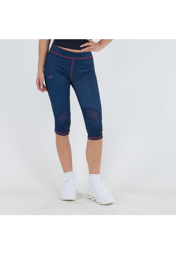 ELPLAYER - Legging 3/4 do treningu ASYR damskie. Kolor: niebieski, wielokolorowy, różowy. Materiał: poliester, jersey. Wzór: nadruk. Sport: fitness