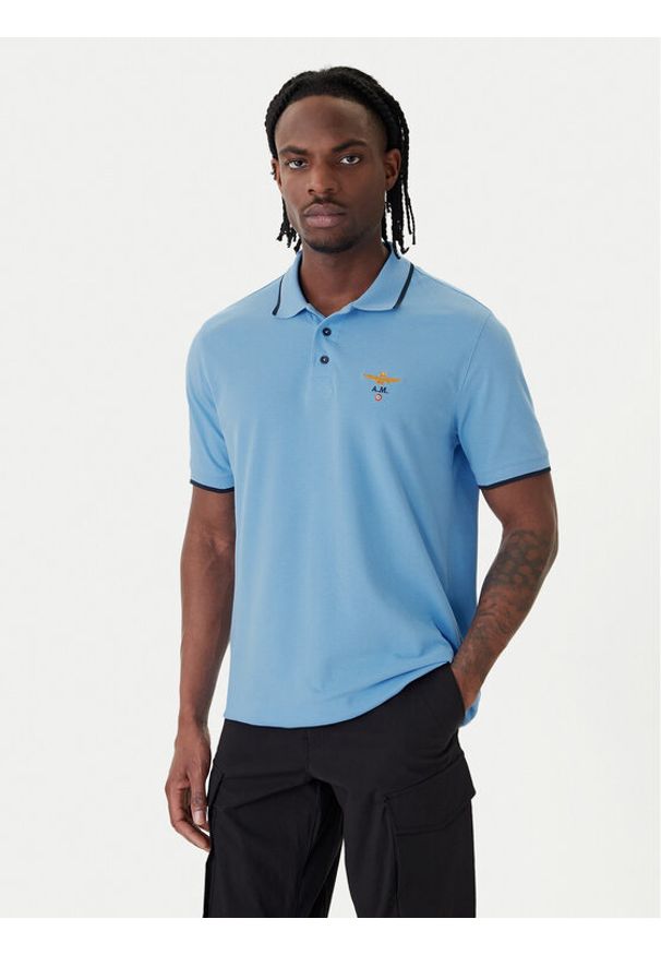 Aeronautica Militare Polo 261PO1308UP00082 Niebieski Regular Fit. Typ kołnierza: polo. Kolor: niebieski. Materiał: bawełna