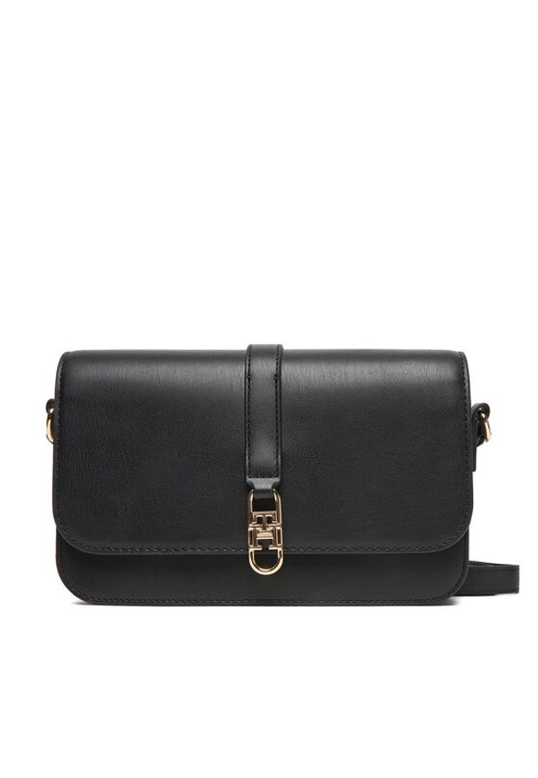 TOMMY HILFIGER - Tommy Hilfiger Torebka Th Libre Flap Crossover AW0AW17723 Czarny. Kolor: czarny. Materiał: skórzane