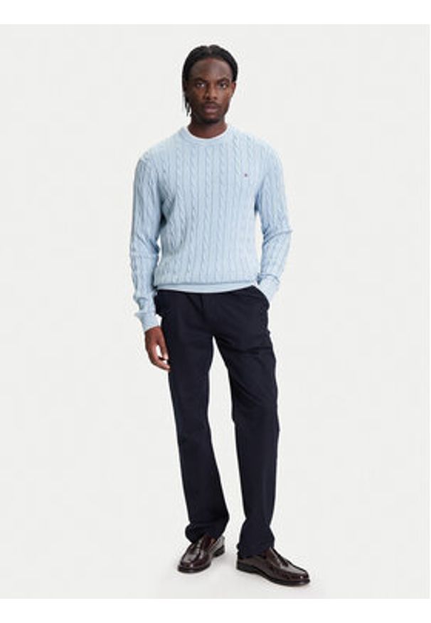 TOMMY HILFIGER - Tommy Hilfiger Sweter Classic MW0MW39524 Błękitny Regular Fit. Kolor: niebieski. Materiał: bawełna