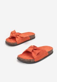 Renee - Pomarańczowe Klapki Aglalacia. Nosek buta: otwarty. Kolor: pomarańczowy. Materiał: materiał. Wzór: kwiaty, aplikacja. Sezon: lato #2