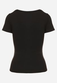 Born2be - Czarny T-shirt z Bawełny z Okrągłym Dekoltem Efruna. Okazja: na co dzień. Kolor: czarny. Materiał: bawełna. Styl: casual, elegancki