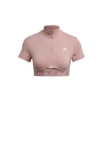 Top sportowy damski Adidas Crop Zip Tee. Kolor: fioletowy