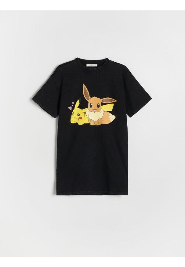 Reserved - Sukienka Pokémon - czarny. Kolor: czarny. Materiał: dzianina, bawełna