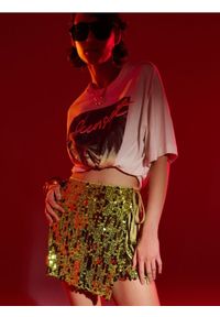 Sinsay - Cekinowe skorty z wiązaniem po boku - zielony. Kolor: zielony #1