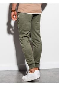 Ombre Clothing - Spodnie męskie dresowe P900 - khaki - XXL. Kolor: brązowy. Materiał: dresówka #2