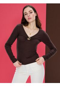 Sinsay - Bluzka z domieszką wiskozy - brązowy. Kolor: brązowy. Materiał: wiskoza #1