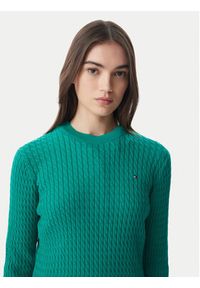 TOMMY HILFIGER - Tommy Hilfiger Sweter Fine WW0WW44993 Zielony Regular Fit. Kolor: zielony. Materiał: bawełna #3