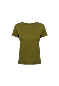 Ochnik - T-shirt khaki basic damski. Kolor: zielony. Materiał: bawełna #3