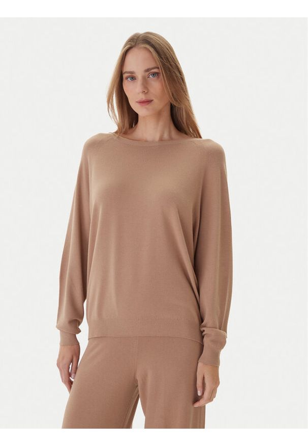 Kontatto Sweter 3M0820C Beżowy Regular Fit. Kolor: beżowy. Materiał: syntetyk