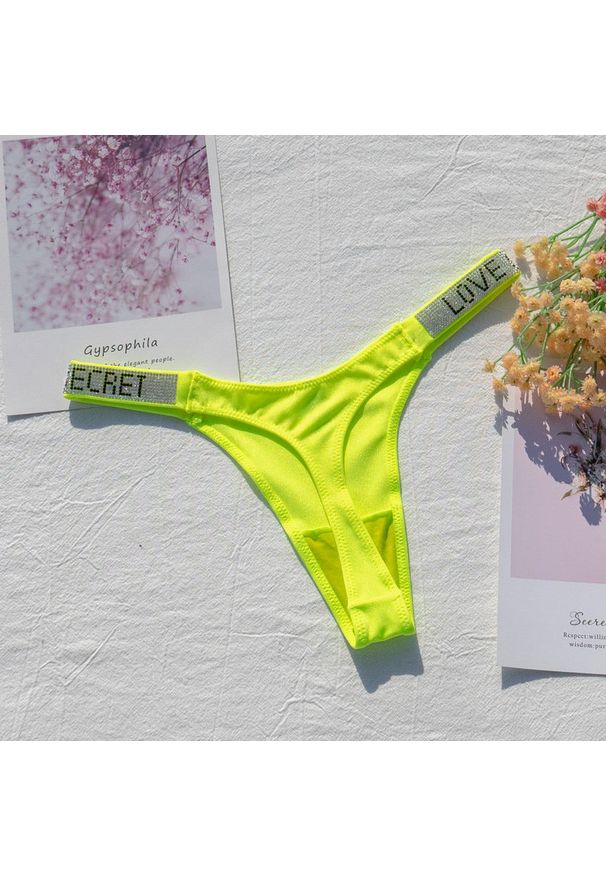 Intica - Stringi z szeroką gumką i nowoczesnym designem Dior. Kolor: żółty. Materiał: tkanina, materiał