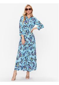 YAS Sukienka koszulowa Savanna 26022663 Niebieski Loose Fit. Kolor: niebieski. Materiał: wiskoza. Typ sukienki: koszulowe #7