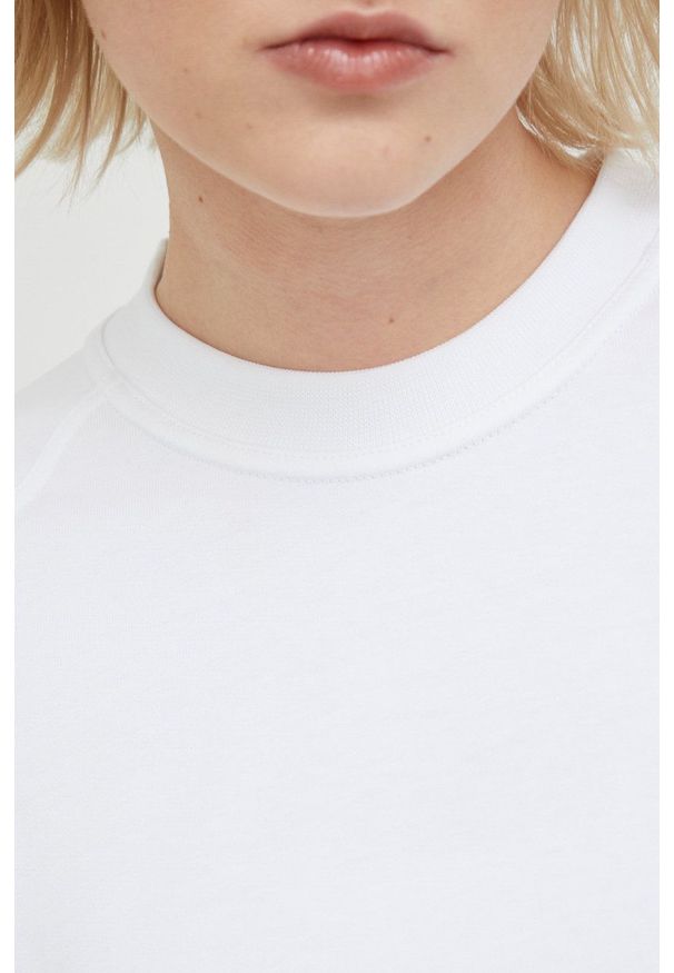 Samsoe & Samsoe - Samsoe Samsoe t-shirt bawełniany kolor biały. Kolor: biały. Materiał: bawełna. Długość rękawa: raglanowy rękaw. Wzór: gładki