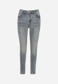 Born2be - Niebieskie Jeansy Skinny z Bawełną z Regularnym Stanem Tevalka. Okazja: na spacer, na co dzień. Kolor: niebieski. Styl: casual #7