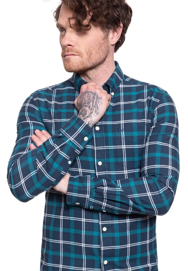 Wrangler - KOSZULA MĘSKA W KRATĘ WRANGLER LS 1PKT BDOWN SHIRT BLUE DEPTHS W5F3BMXJY 112130133