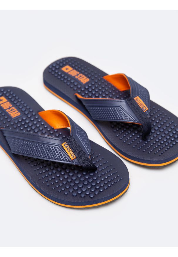 Big-Star - Japonki męskie granatowe RR174437 403. Okazja: na plażę. Kolor: niebieski. Materiał: syntetyk. Sezon: lato. Styl: sportowy, klasyczny