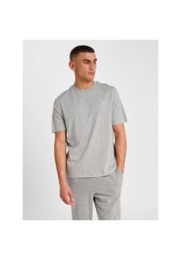 Hummel koszulka męska bawełniana logo haftowane hml Pulse T-shirt. Kolor: szary. Materiał: bawełna. Wzór: haft. Sport: fitness #1