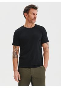 Pako Lorente - PAKO LORENTE – Czarny gładki t-shirt męski. Kolor: biały, czarny, niebieski. Materiał: bawełna, elastan. Długość rękawa: krótki rękaw. Długość: krótkie. Wzór: gładki. Styl: klasyczny