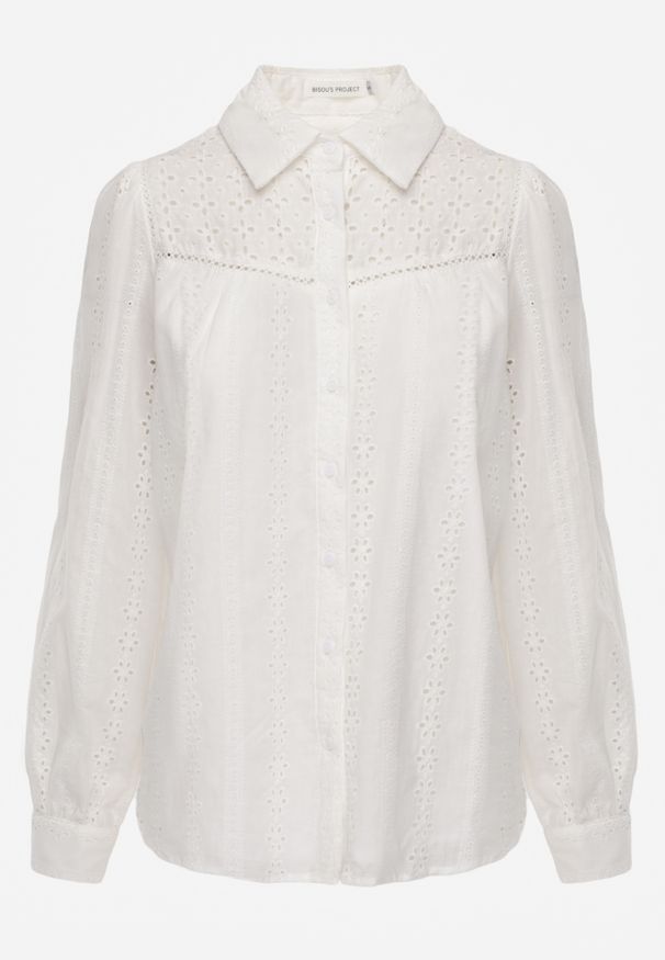 Renee - Biała Koszula z Bawełny z Ażurowymi Zdobieniami Namiella. Okazja: na co dzień. Kolor: biały. Materiał: bawełna. Wzór: aplikacja, ażurowy. Styl: casual