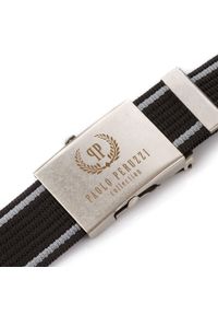 Pasek parciany PAOLO PERUZZI PW-05-105 CM czarny z szarymi przeszyciami. Kolor: szary, wielokolorowy, czarny. Materiał: materiał. Wzór: paski #1