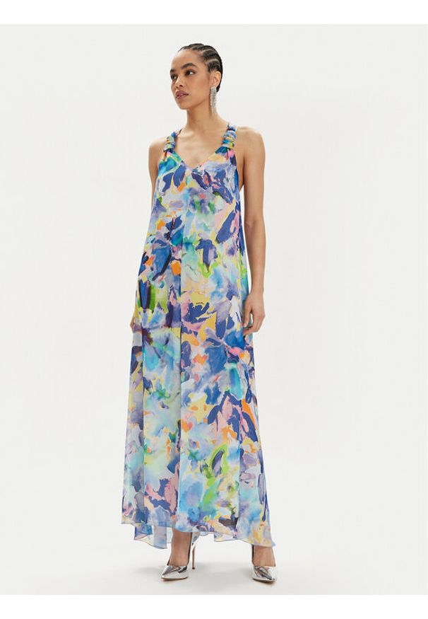 Patrizia Pepe Sukienka letnia 2A2803/A420-YA15 Kolorowy Relaxed Fit. Materiał: syntetyk. Wzór: kolorowy. Sezon: lato