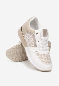 Born2be - Białe Sneakersy Lauri. Nosek buta: okrągły. Kolor: biały. Materiał: materiał. Szerokość cholewki: normalna. Wzór: aplikacja. Obcas: na płaskiej podeszwie #4