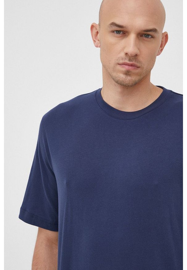 Resteröds t-shirt bawełniany kolor granatowy gładki. Kolor: niebieski. Materiał: bawełna. Wzór: gładki
