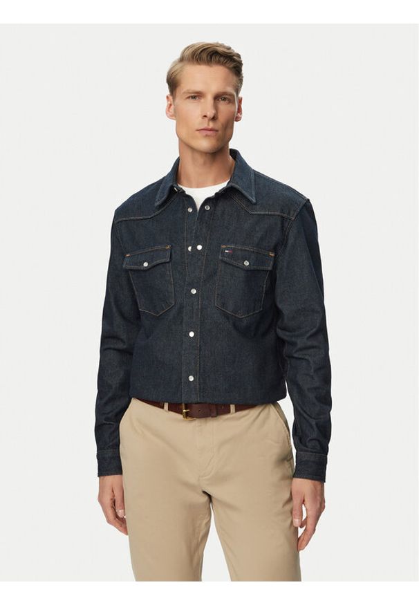Tommy Jeans Koszula jeansowa Western DM0DM23022 Granatowy Regular Fit. Kolor: niebieski. Materiał: bawełna