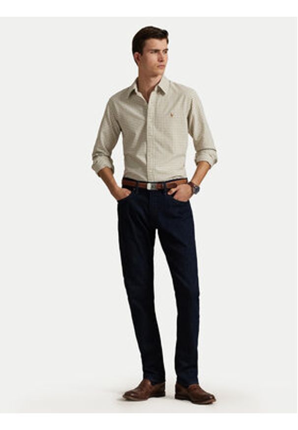 Polo Ralph Lauren Koszula 710852744004 Beżowy Slim Fit. Typ kołnierza: polo. Kolor: beżowy. Materiał: bawełna