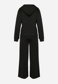 Born2be - Czarny Komplet Dresowy o Luźnym Fasonie Bluza na Suwak i Szerokie Spodnie Cristala. Kolor: czarny. Materiał: dresówka