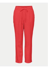 Vero Moda Spodnie materiałowe Jesmilo 10279691 Czerwony Regular Fit. Kolor: czerwony. Materiał: len