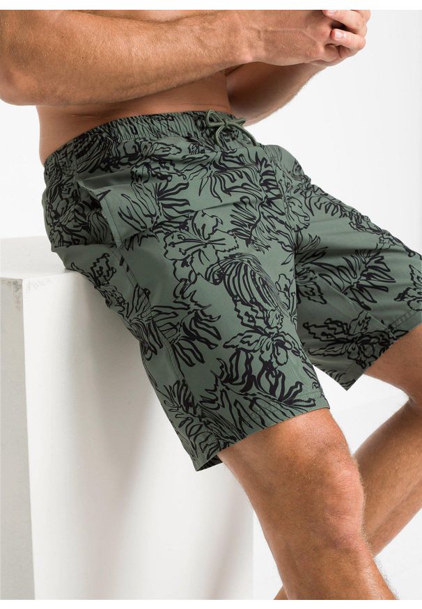 bonprix - Spodenki kąpielowe. Kolor: zielony. Materiał: materiał