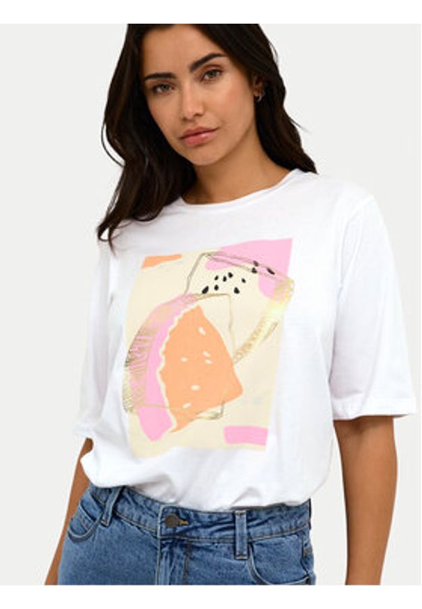 Kaffe T-Shirt Mira 10508592 Biały Regular Fit. Kolor: biały. Materiał: bawełna