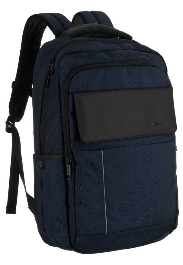 DAVID JONES - Plecak granatowy z kieszenią na laptop i portem USB David Jones PC-035 D.BLUE. Kolor: niebieski. Materiał: materiał