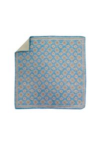 Adam Collection - Błękitna jedwabna poszetka w kwiaty EJ7. Kolor: niebieski. Materiał: jedwab. Wzór: kwiaty #1